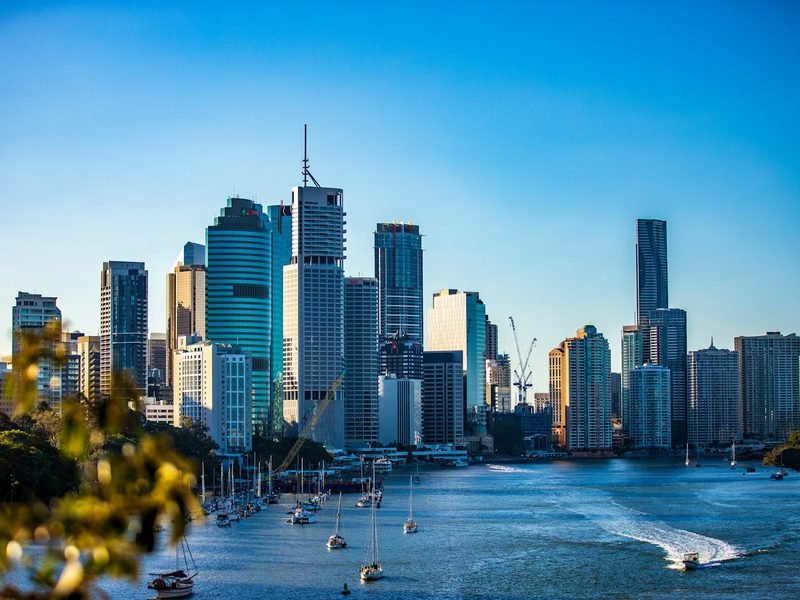 The Brisbane city skyline across the river