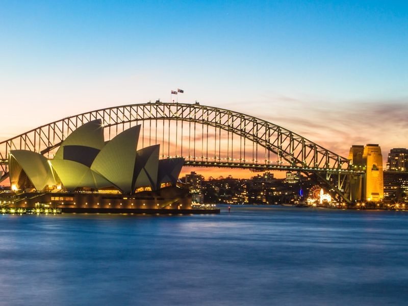 Sydney Opera House and the Harbour Bridge across the water